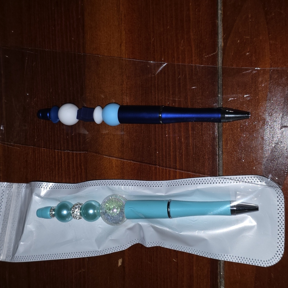 Elegant Beaded Pens Set in Blue and Teal. Choose One